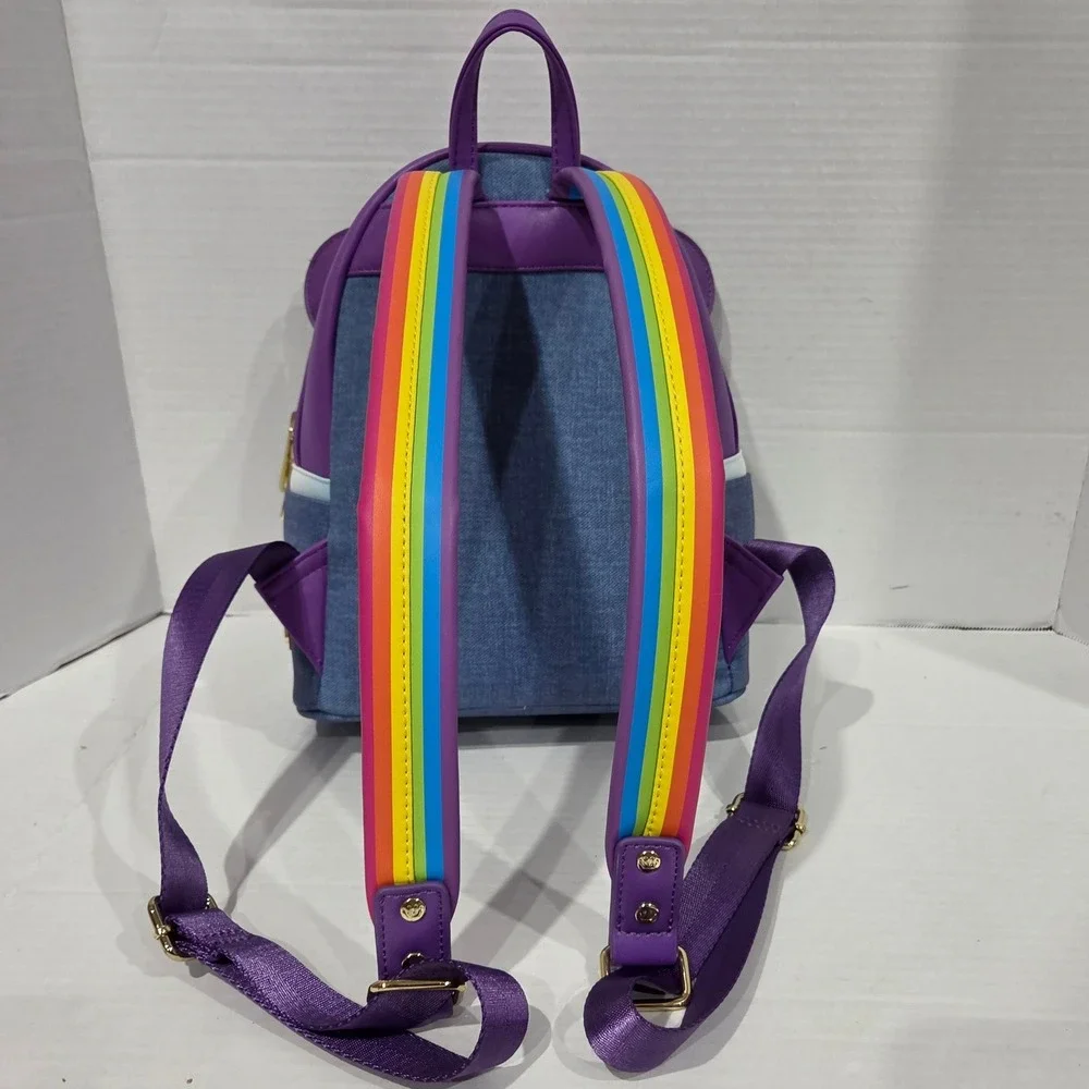 Lisa Frank Loungefly Forrest the Panda Mini Backpack Rainbow Denim Purple Bag